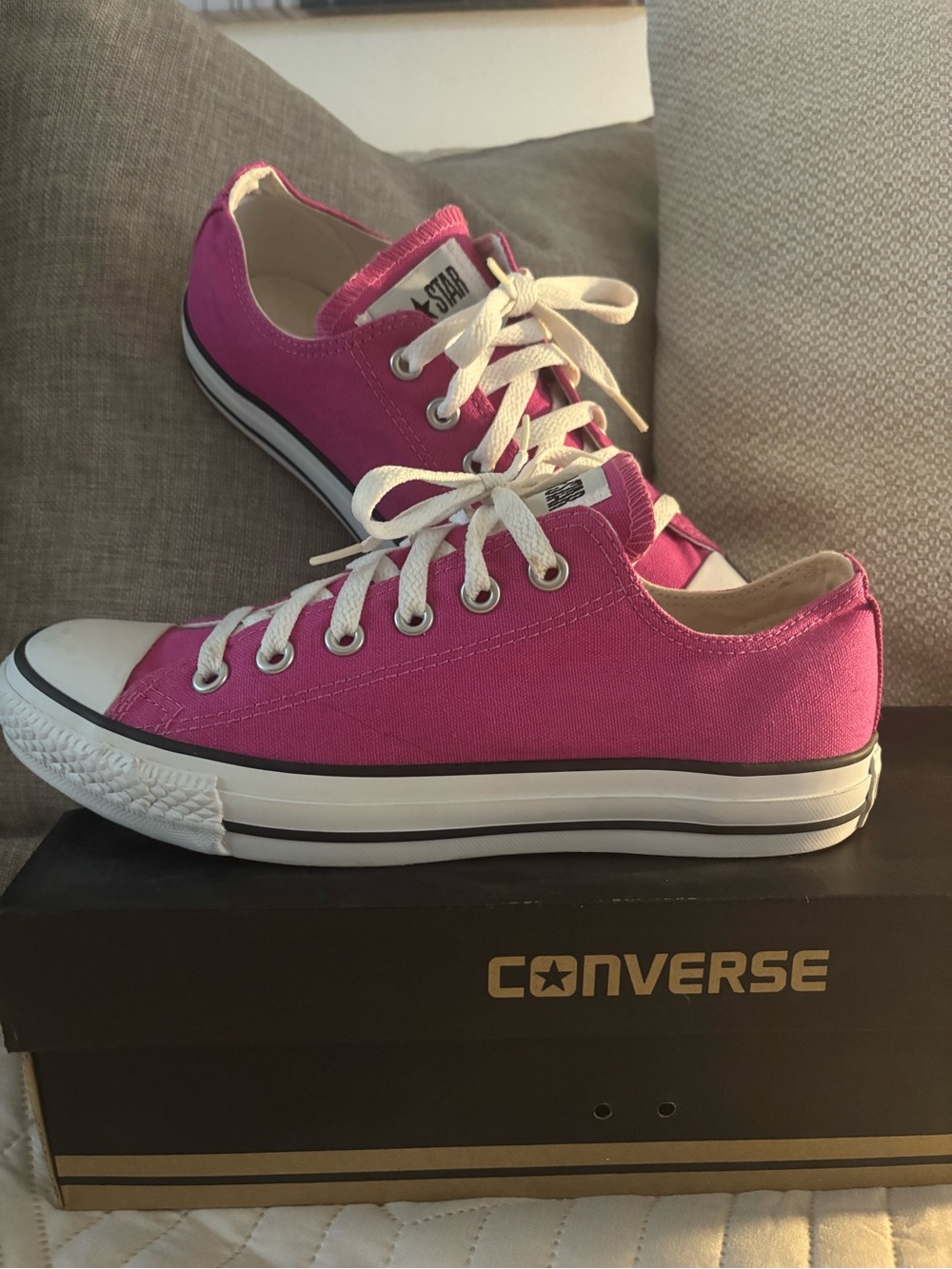 Converse Low Top Sneakers - Magenta and White - Picture 2 of 3